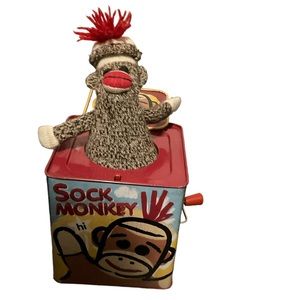 Sock monkey Jack-in-box